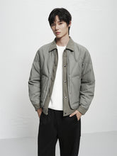 Men's Layered-Look Corduroy-Panel Down Jacket